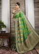 Green And Mehendi Floral Motifs Banarasi Silk Saree